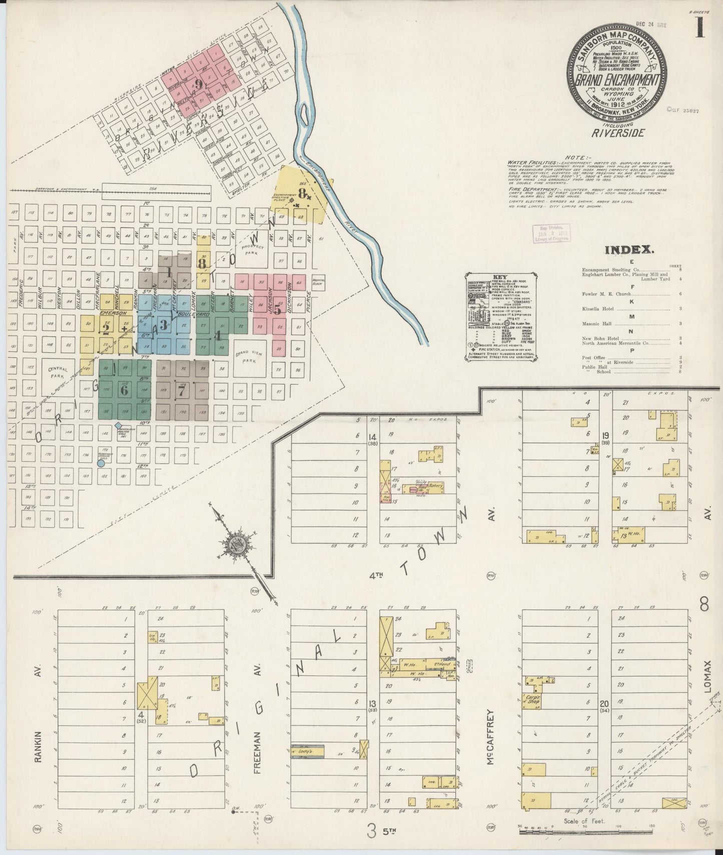 Sanborn Fire Insurance Map from Grand Encampment, Carbon County, Wyoming. (1912) – Historic Sanborn Fire Insurance Map Print