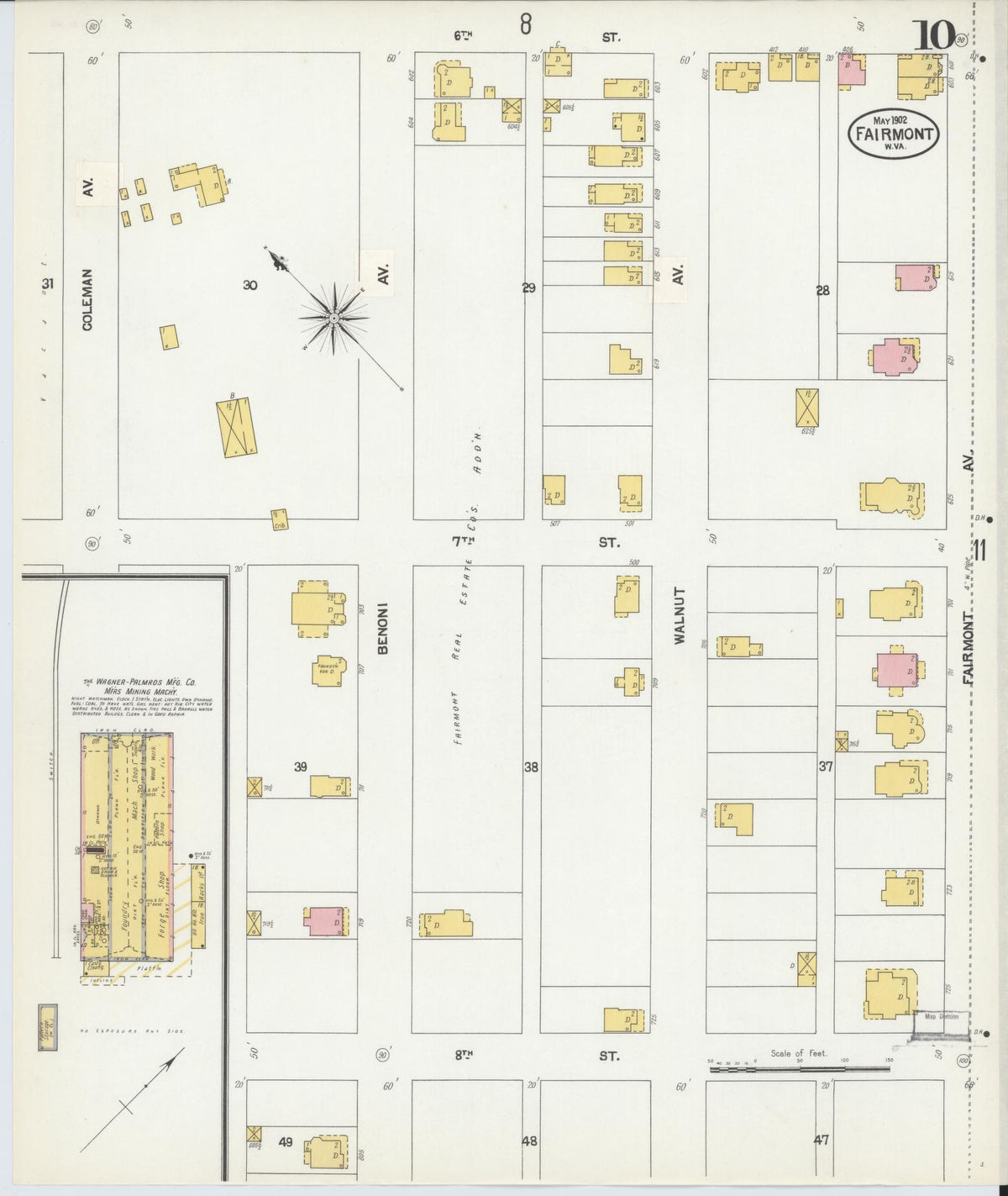 Sanborn Fire Insurance Map from Fairmont, Marion County, West Virginia (1902), Sheet #0010 - Complete Map Set gallery image, historic Sanborn map, vintage wall art, West Virginia West Virginia