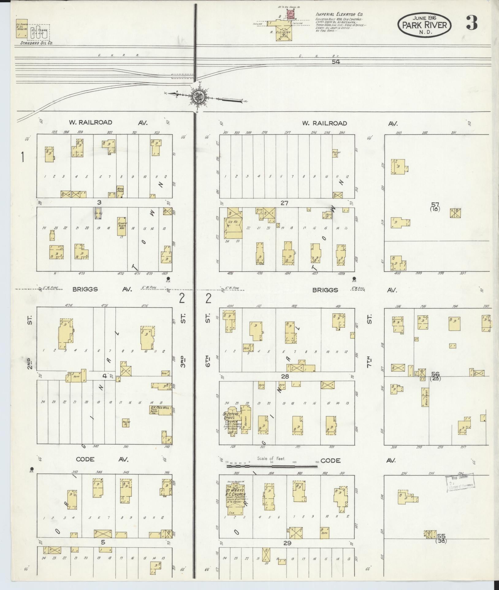 Sanborn Fire Insurance Map from Park River, Walsh County, North Dakota (1916), Sheet #0003 - Complete Map Set gallery image, historic Sanborn map, vintage wall art, North Dakota North Dakota