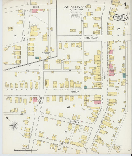 Sanborn Fire Insurance Map from Scranton Suburbs, Lackawanna County, Pennsylvania (1893), Sheet #0004 - Historic Sanborn Fire Insurance Map Print, vintage old map wall art, antique decor, genealogy gift, Pennsylvania Pennsylvania map