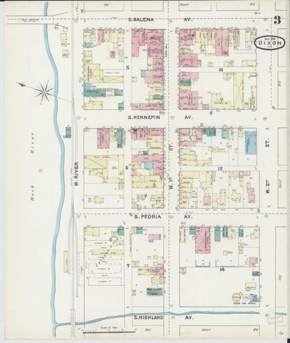 Sanborn Fire Insurance Map from Dixon, Lee County, Illinois (1891), Sheet #0003 - Complete Map Set gallery image, historic Sanborn map, vintage wall art, Illinois Illinois