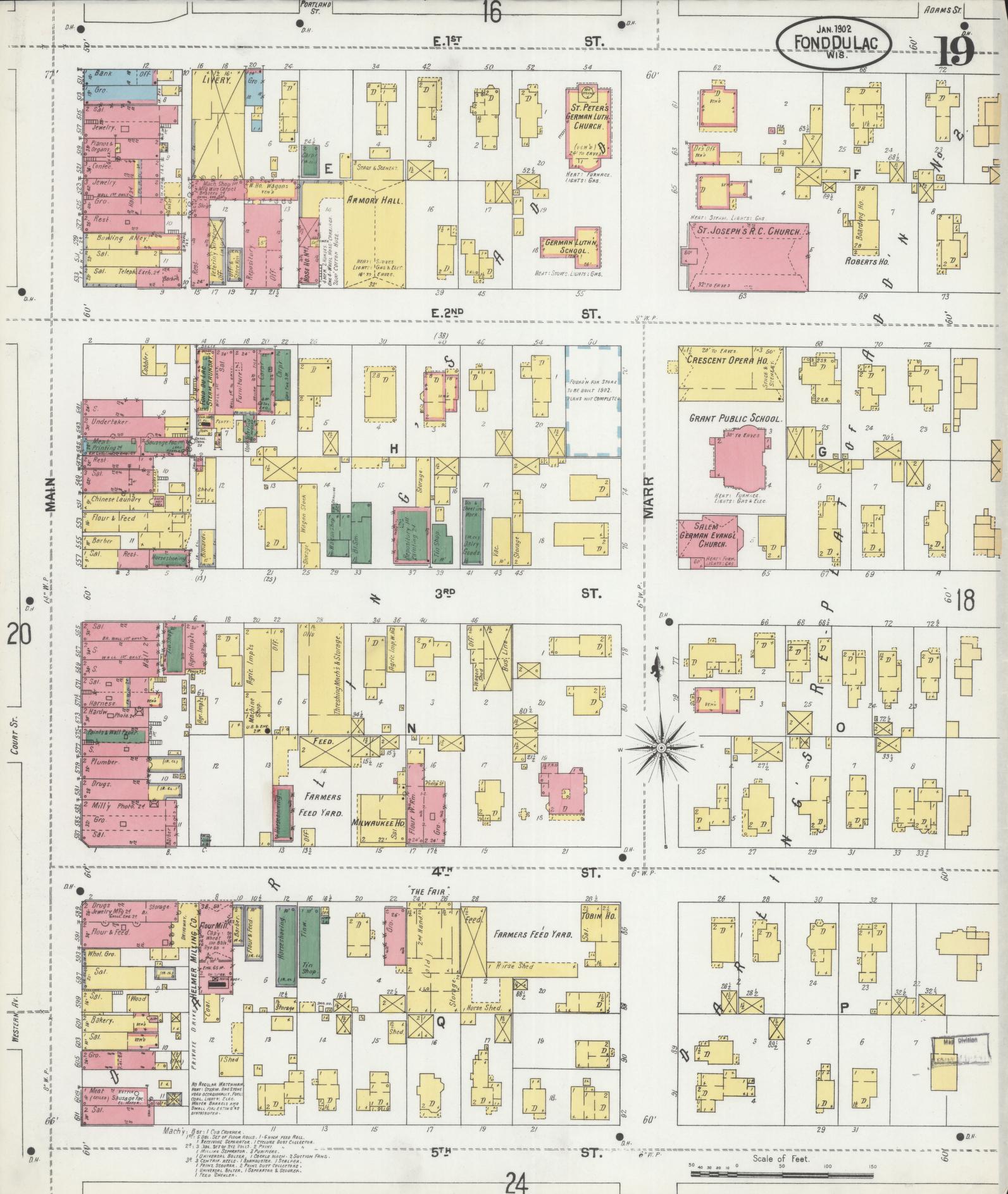 Sanborn Fire Insurance Map from Fond du Lac, Fond du Lac County, Wisconsin (1902), Sheet #0019 - Historic Sanborn Fire Insurance Map Print, vintage old map wall art, antique decor, genealogy gift, Wisconsin Wisconsin map