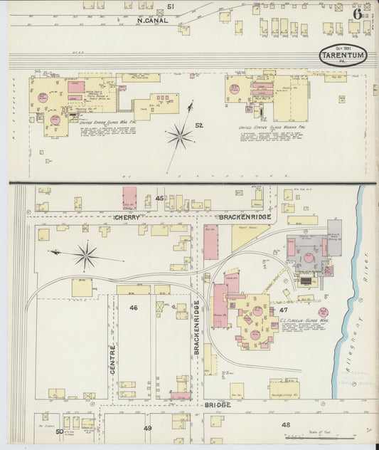 Sanborn Fire Insurance Map from Tarentum, Allegheny County, Pennsylvania (1891), Sheet #0006 - Historic Sanborn Fire Insurance Map Print, vintage old map wall art, antique decor, genealogy gift, Pennsylvania Pennsylvania map
