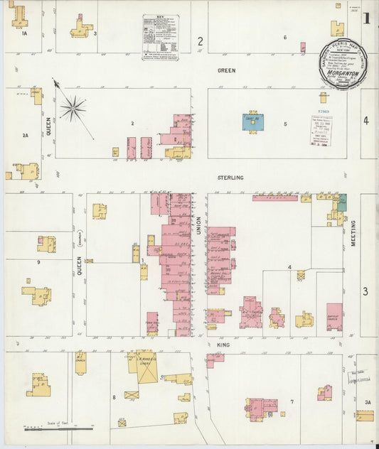 Sanborn Fire Insurance Map from Morganton, Burke County, North Carolina (1900), Sheet #0001 - Complete Map Set gallery image, historic Sanborn map, vintage wall art, North Carolina North Carolina