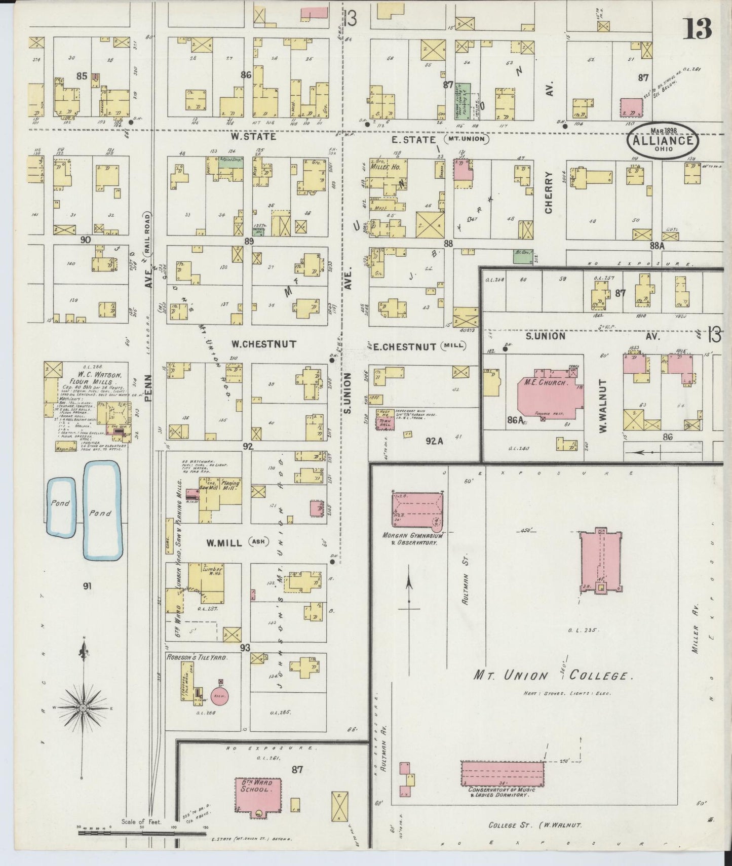 Sanborn Fire Insurance Map from Alliance, Stark County, Ohio (1898), Sheet #0013 - Historic Sanborn Fire Insurance Map Print, vintage old map wall art, antique decor, genealogy gift, Ohio Ohio map