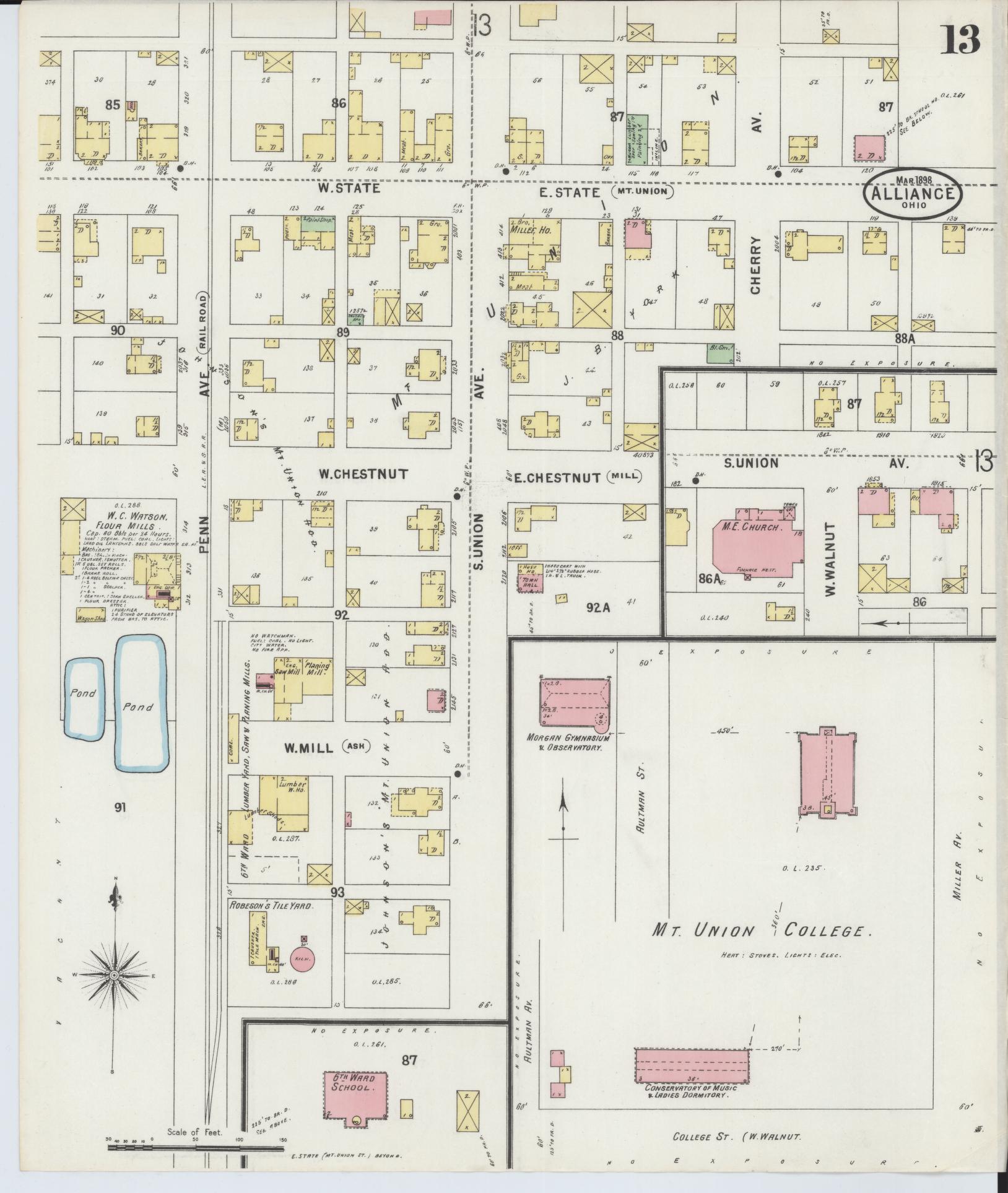 Sanborn Fire Insurance Map from Alliance, Stark County, Ohio (1898), Sheet #0013 - Historic Sanborn Fire Insurance Map Print, vintage old map wall art, antique decor, genealogy gift, Ohio Ohio map