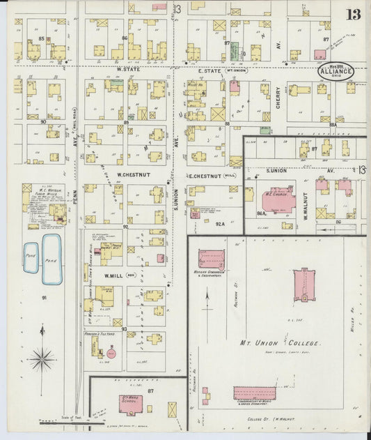 Sanborn Fire Insurance Map from Alliance, Stark County, Ohio (1898), Sheet #0013 - Historic Sanborn Fire Insurance Map Print, vintage old map wall art, antique decor, genealogy gift, Ohio Ohio map
