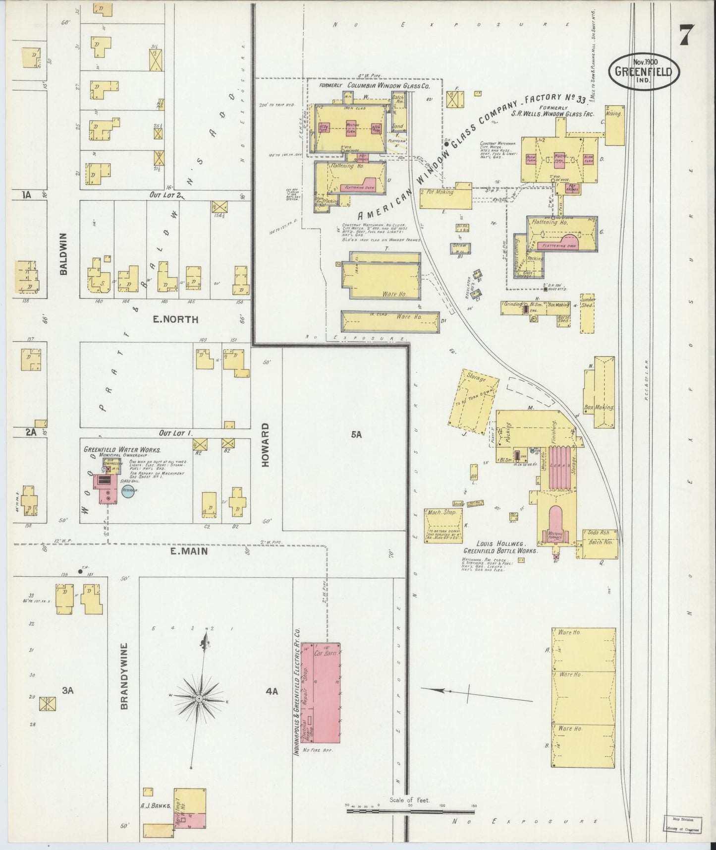 Sanborn Fire Insurance Map from Greenfield, Hancock County, Indiana (1900), Sheet #0007 - Complete Map Set gallery image, historic Sanborn map, vintage wall art, Indiana Indiana