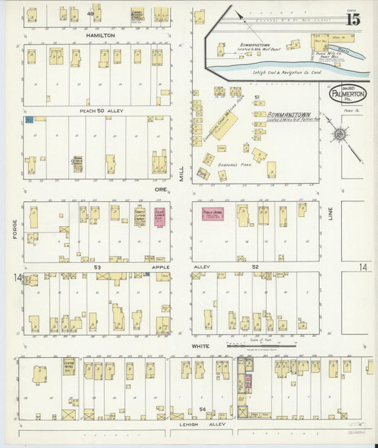 Sanborn Fire Insurance Map from Palmerton, Carbon County, Pennsylvania (1921), Sheet #0015 - Historic Sanborn Fire Insurance Map Print, vintage old map wall art, antique decor, genealogy gift, Pennsylvania Pennsylvania map