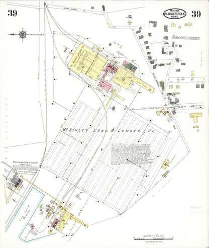 Sanborn Fire Insurance Map from Albuquerque, Bernalillo County, New Mexico (1924), Sheet #0039 - Complete Map Set gallery image, historic Sanborn map, vintage wall art, New Mexico New Mexico