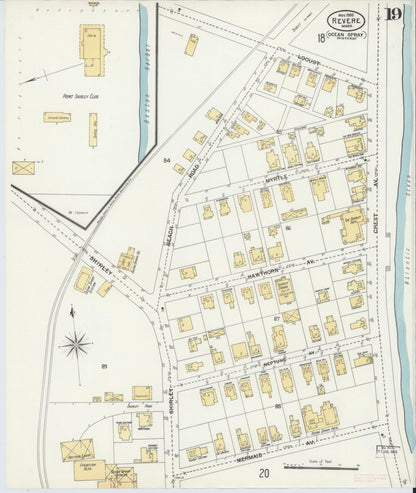 Sanborn Fire Insurance Map from Revere, Suffolk County, Massachusetts (1900), Sheet #0019 - Historic Sanborn Fire Insurance Map Print, vintage old map wall art, antique decor, genealogy gift, Massachusetts Massachusetts map