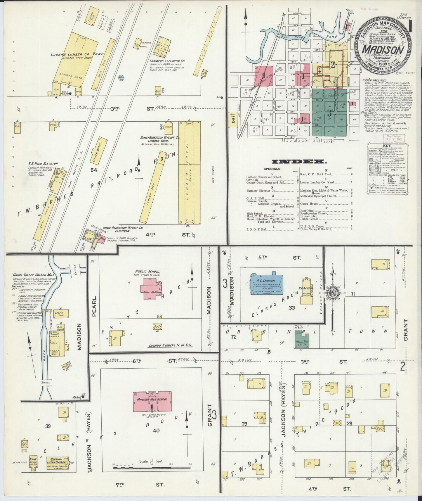 Sanborn Fire Insurance Map from Madison, Madison County, Nebraska (1909), Sheet #0001 - Historic Sanborn Fire Insurance Map Print, vintage old map wall art, antique decor, genealogy gift, Nebraska Nebraska map