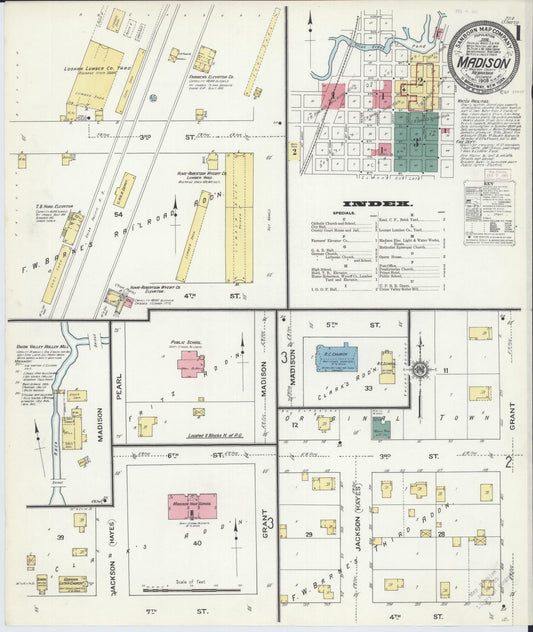 Sanborn Fire Insurance Map from Madison, Madison County, Nebraska (1909), Sheet #0001 - Historic Sanborn Fire Insurance Map Print, vintage old map wall art, antique decor, genealogy gift, Nebraska Nebraska map