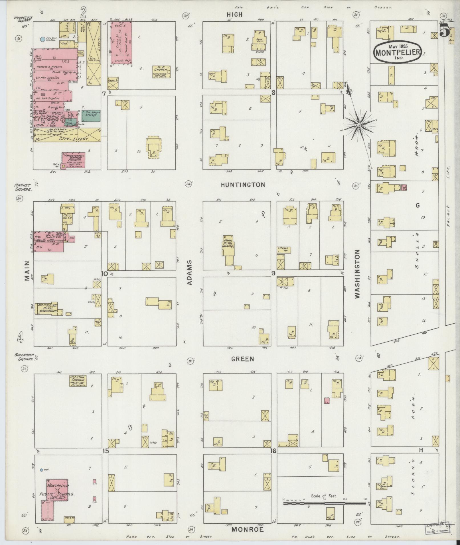 Sanborn Fire Insurance Map from Montpelier, Blackford County, Indiana (1895), Sheet #0005 - Complete Map Set gallery image, historic Sanborn map, vintage wall art, Indiana Indiana