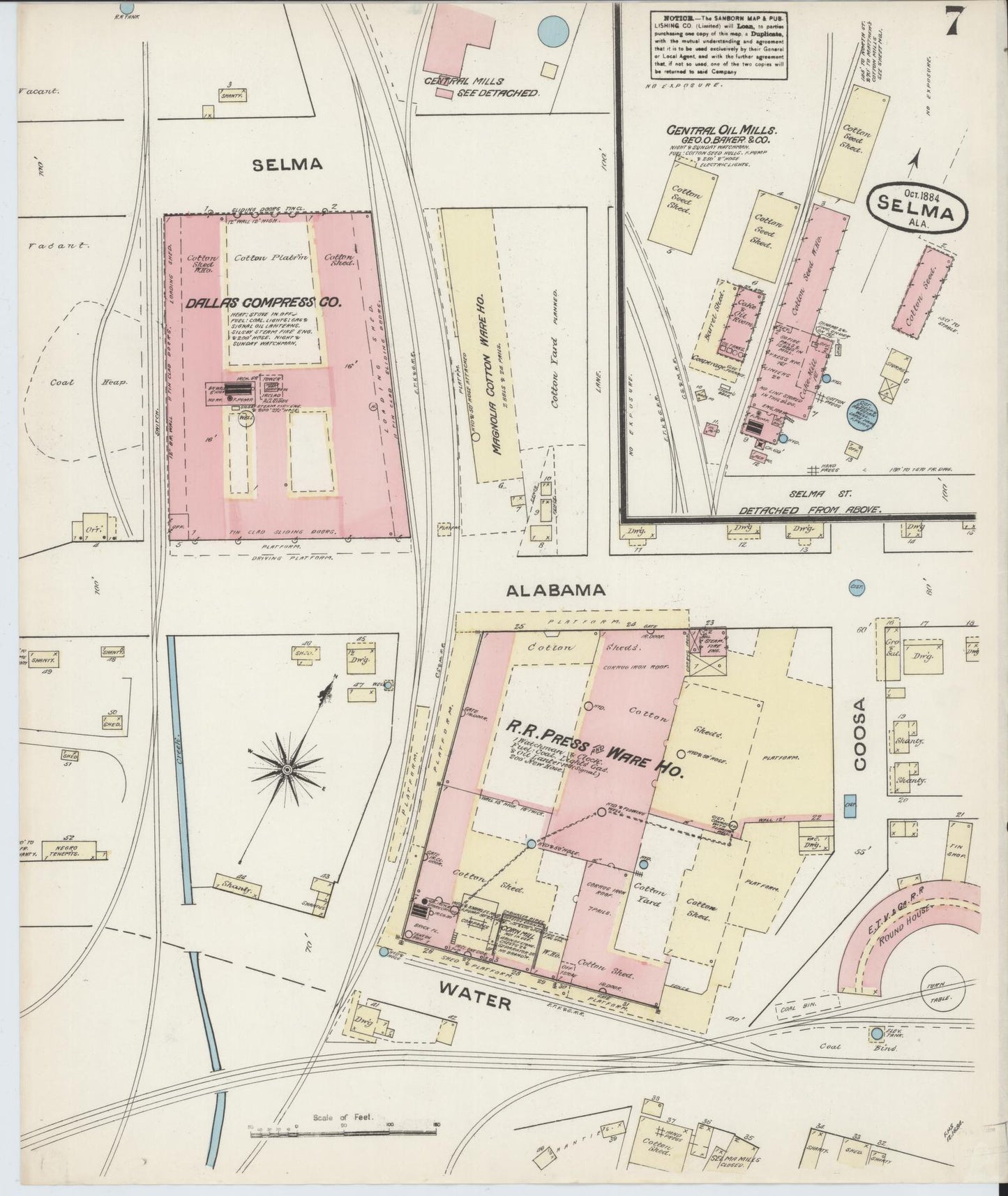 Sanborn Fire Insurance Map from Selma, Dallas County, Alabama (1884), Sheet #0007 - Complete Map Set gallery image, historic Sanborn map, vintage wall art, Alabama Alabama