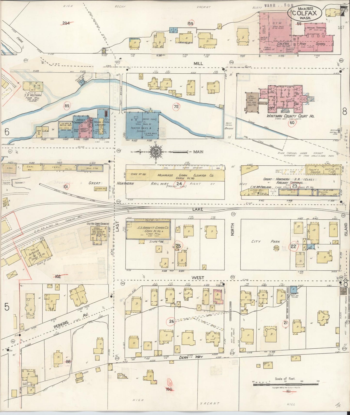 Sanborn Fire Insurance Map from Colfax, Whitman County, Washington (1939), Sheet #0007 - Historic Sanborn Fire Insurance Map Print, vintage old map wall art, antique decor, genealogy gift, Washington Washington map