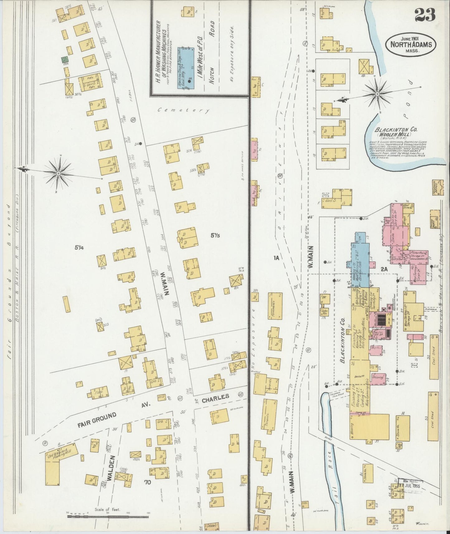 Sanborn Fire Insurance Map from North Adams, Berkshire County, Massachusetts (1901), Sheet #0023 - Historic Sanborn Fire Insurance Map Print, vintage old map wall art, antique decor, genealogy gift, Massachusetts Massachusetts map
