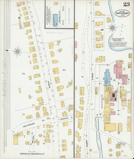 Sanborn Fire Insurance Map from North Adams, Berkshire County, Massachusetts (1901), Sheet #0023 - Historic Sanborn Fire Insurance Map Print, vintage old map wall art, antique decor, genealogy gift, Massachusetts Massachusetts map