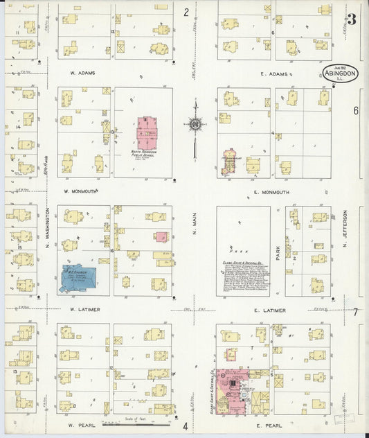 Sanborn Fire Insurance Map from Abingdon, Knox County, Illinois (1912), Sheet #0003 - Historic Sanborn Fire Insurance Map Print, vintage old map wall art, antique decor, genealogy gift, Illinois Illinois map