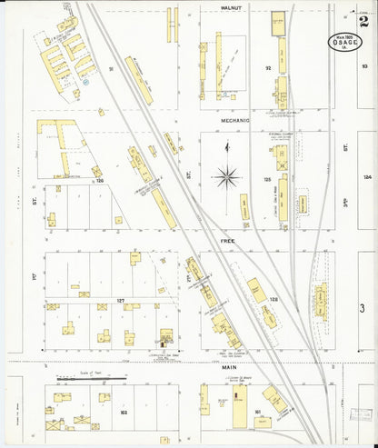 Sanborn Fire Insurance Map from Osage, Mitchell County, Iowa (1905), Sheet #0002 - Historic Sanborn Fire Insurance Map Print, vintage old map wall art