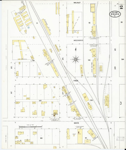 Sanborn Fire Insurance Map from Osage, Mitchell County, Iowa (1905), Sheet #0002 - Historic Sanborn Fire Insurance Map Print, vintage old map wall art