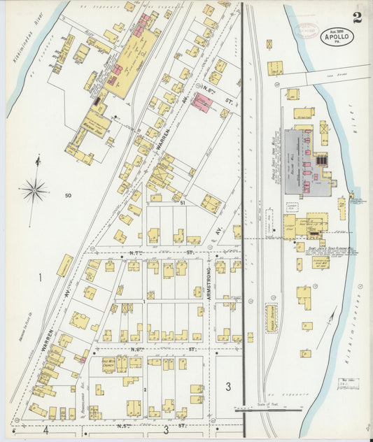 Sanborn Fire Insurance Map from Apollo, Armstrong County, Pennsylvania (1899), Sheet #0002 - Historic Sanborn Fire Insurance Map Print, vintage old map wall art, antique decor, genealogy gift, Pennsylvania Pennsylvania map