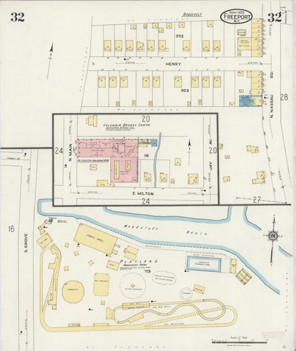 Sanborn Fire Insurance Map from Freeport, Nassau County, New York (1925), Sheet #0032 - Complete Map Set gallery image, historic Sanborn map, vintage wall art, New York New York