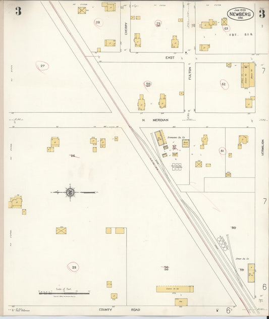 Sanborn Fire Insurance Map from Newberg, Yamhill County, Oregon (1934), Sheet #0003 - Historic Sanborn Fire Insurance Map Print, vintage old map wall art, antique decor, genealogy gift, Oregon Oregon map