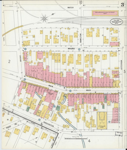 Sanborn Fire Insurance Map from Yazoo City, Yazoo County, Mississippi (1900), Sheet #0003 - Historic Sanborn Fire Insurance Map Print, vintage old map wall art, antique decor, genealogy gift, Mississippi Mississippi map