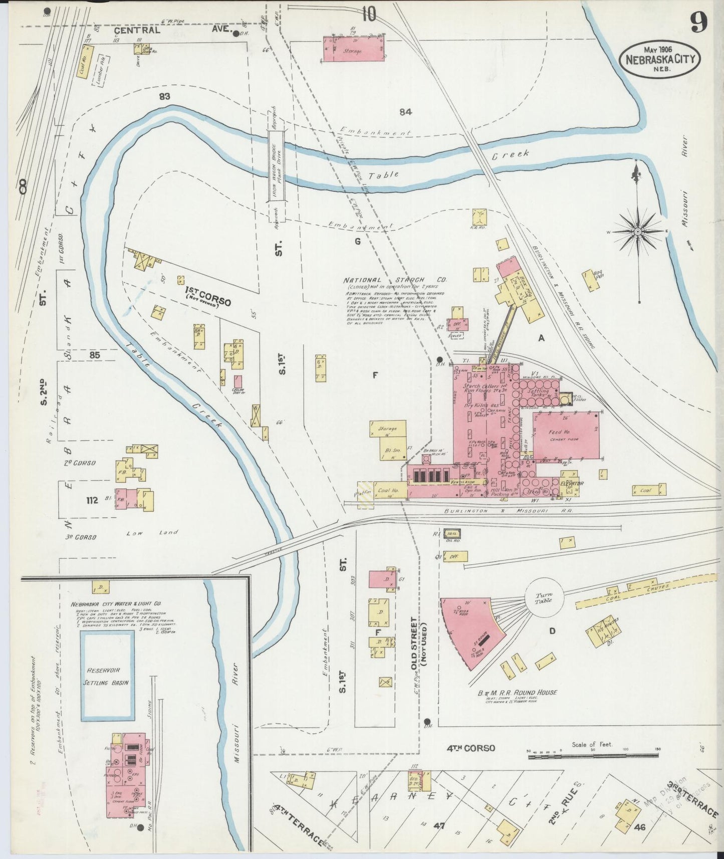 Sanborn Fire Insurance Map from Nebraska City, Otoe County, Nebraska (1906), Sheet #0009 - Historic Sanborn Fire Insurance Map Print, vintage old map wall art, antique decor, genealogy gift, Nebraska Nebraska map