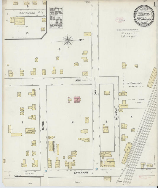 Sanborn Fire Insurance Map from Savannah, Wayne County, New York (1890), Sheet #0001 - Historic Sanborn Fire Insurance Map Print, vintage old map wall art, antique decor, genealogy gift, New York New York map