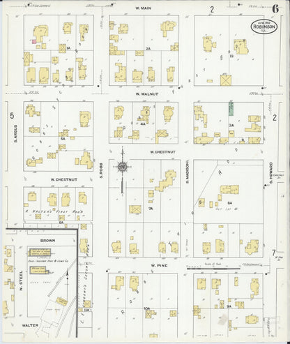 Sanborn Fire Insurance Map from Robinson, Crawford County, Illinois (1910), Sheet #0006 - Historic Sanborn Fire Insurance Map Print, vintage old map wall art, antique decor, genealogy gift, Illinois Illinois map