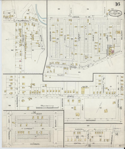 Sanborn Fire Insurance Map from Flushing, Queens County, New York (1897), Sheet #0016 - Complete Map Set gallery image, historic Sanborn map, vintage wall art, New York New York