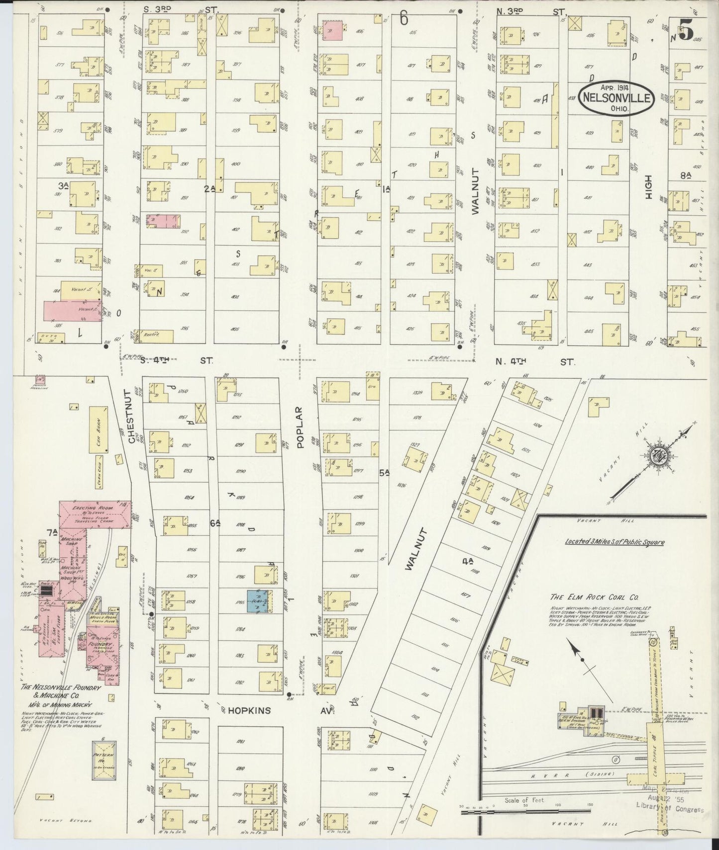 Sanborn Fire Insurance Map from Nelsonville, Athens County, Ohio (1914), Sheet #0005 - Complete Map Set gallery image, historic Sanborn map, vintage wall art, Ohio Ohio