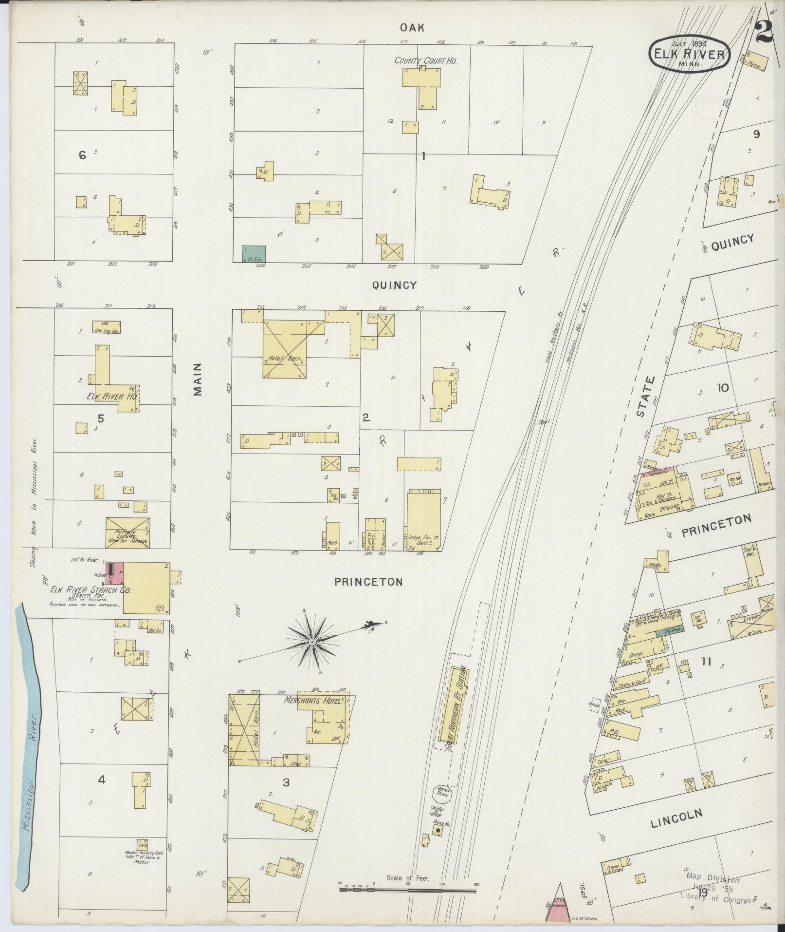 Sanborn Fire Insurance Map from Elk River, Sherburne County, Minnesota (1894), Sheet #0002 - Historic Sanborn Fire Insurance Map Print, vintage old map wall art, antique decor, genealogy gift, Minnesota Minnesota map