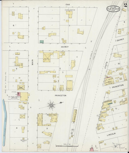 Sanborn Fire Insurance Map from Elk River, Sherburne County, Minnesota (1894), Sheet #0002 - Historic Sanborn Fire Insurance Map Print, vintage old map wall art, antique decor, genealogy gift, Minnesota Minnesota map