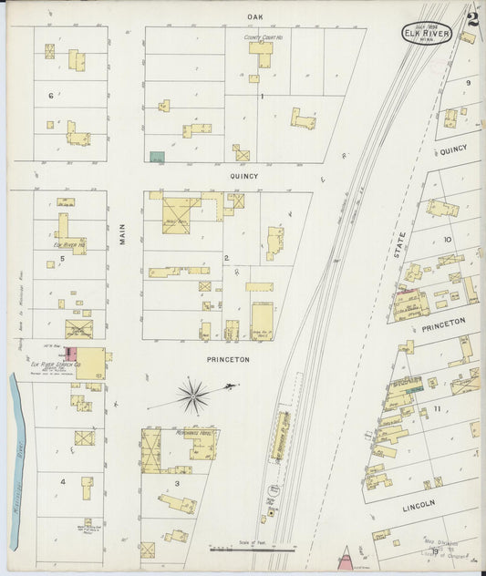 Sanborn Fire Insurance Map from Elk River, Sherburne County, Minnesota (1894), Sheet #0002 - Historic Sanborn Fire Insurance Map Print, vintage old map wall art, antique decor, genealogy gift, Minnesota Minnesota map