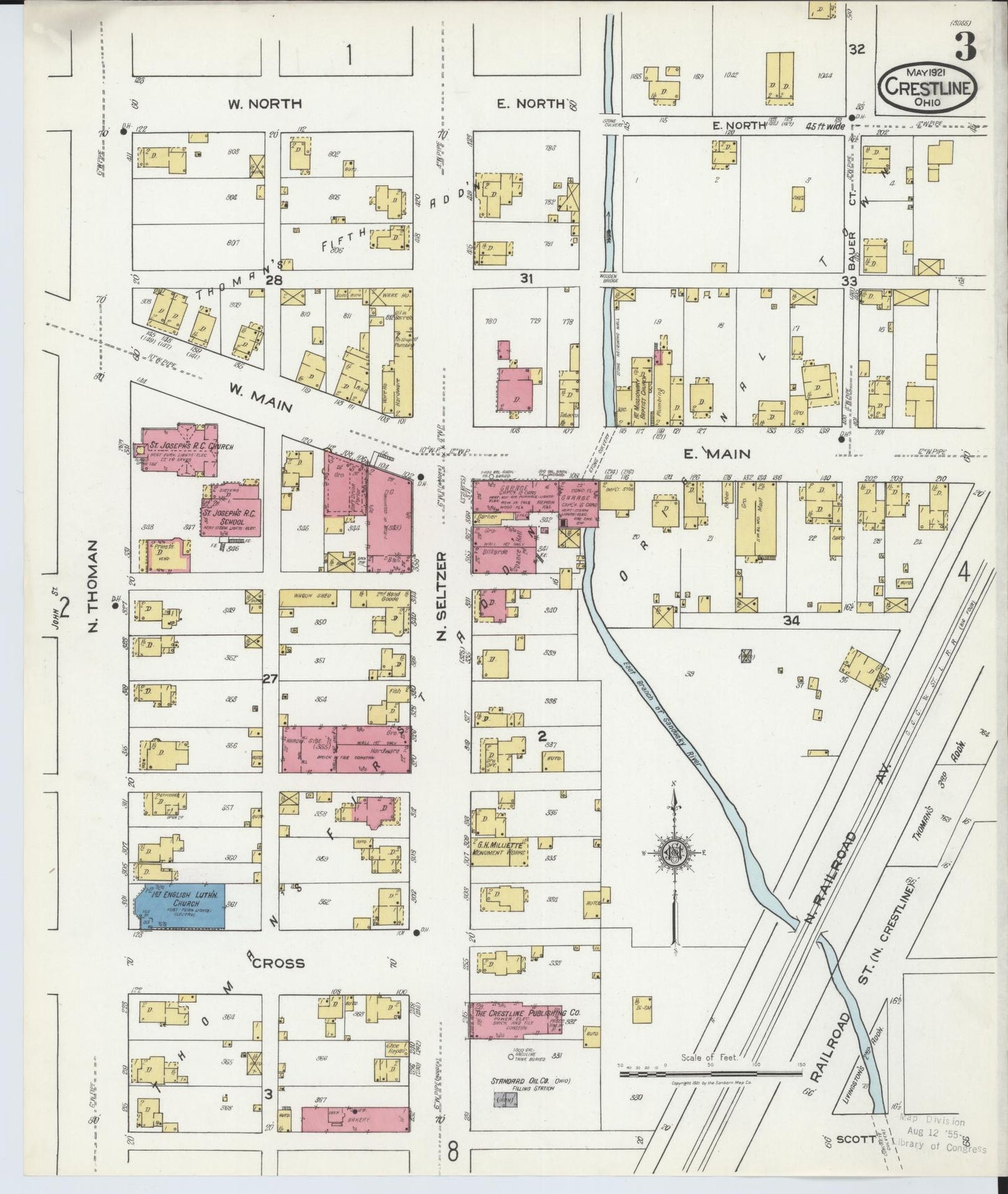 Sanborn Fire Insurance Map from Crestline, Crawford County, Ohio (1921), Sheet #0003 - Historic Sanborn Fire Insurance Map Print, vintage old map wall art, antique decor, genealogy gift, Ohio Ohio map