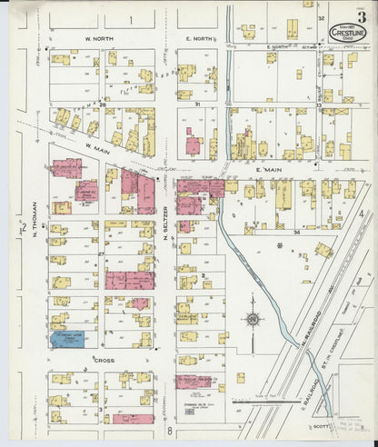 Sanborn Fire Insurance Map from Crestline, Crawford County, Ohio (1921), Sheet #0003 - Historic Sanborn Fire Insurance Map Print, vintage old map wall art, antique decor, genealogy gift, Ohio Ohio map
