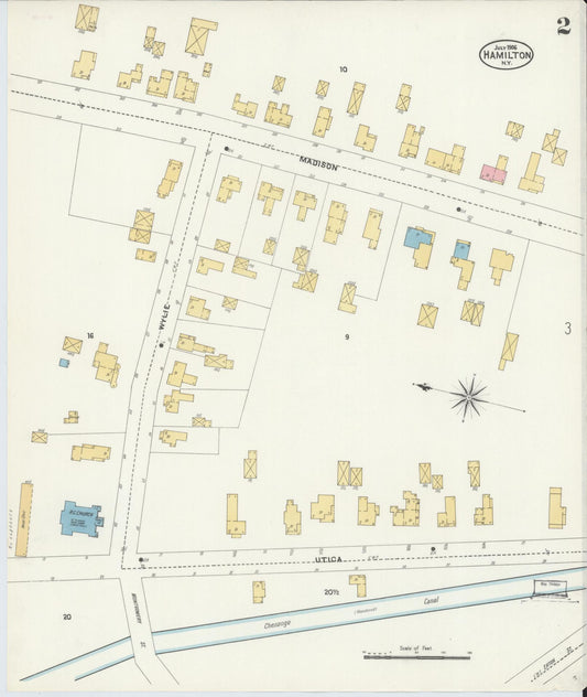 Sanborn Fire Insurance Map from Hamilton, Madison County, New York (1906), Sheet #0002 - Historic Sanborn Fire Insurance Map Print, vintage old map wall art, antique decor, genealogy gift, New York New York map