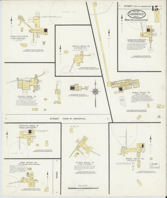 Sanborn Fire Insurance Map from Commerce, Ottawa County, Oklahoma (1917), Sheet #0015 - Historic Sanborn Fire Insurance Map Print, vintage old map wall art, antique decor, genealogy gift, Oklahoma Oklahoma map