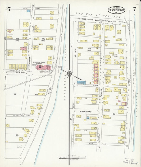 Sanborn Fire Insurance Map from Brackenridge, Allegheny County, Pennsylvania (1924), Sheet #0007 - Historic Sanborn Fire Insurance Map Print, vintage old map wall art, antique decor, genealogy gift, Pennsylvania Pennsylvania map