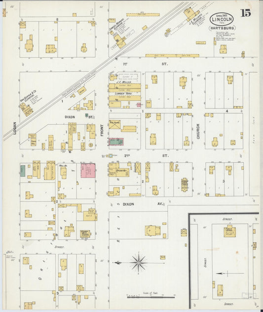 Sanborn Fire Insurance Map from Lincoln, Logan County, Illinois (1902), Sheet #0015 - Historic Sanborn Fire Insurance Map Print, vintage old map wall art, antique decor, genealogy gift, Illinois Illinois map