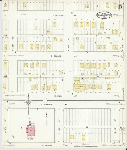 Sanborn Fire Insurance Map from Grand Junction, Mesa County, Colorado (1912), Sheet #0017 - Complete Map Set gallery image, historic Sanborn map, vintage wall art, Colorado Colorado