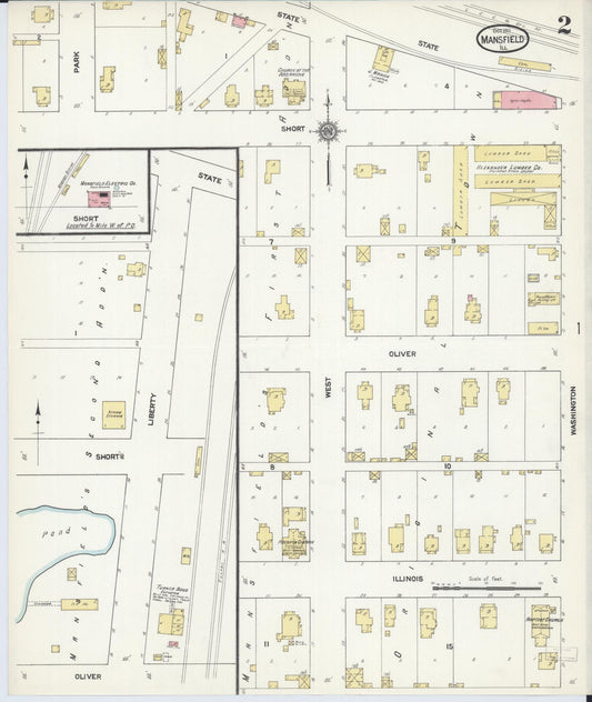 Sanborn Fire Insurance Map from Mansfield, Piatt County, Illinois (1911), Sheet #0002 - Historic Sanborn Fire Insurance Map Print, vintage old map wall art, antique decor, genealogy gift, Illinois Illinois map