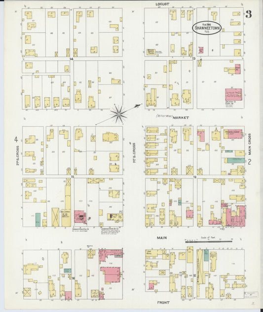 Sanborn Fire Insurance Map from Shawneetown, Gallatin County, Illinois (1906), Sheet #0003 - Historic Sanborn Fire Insurance Map Print, vintage old map wall art, antique decor, genealogy gift, Illinois Illinois map
