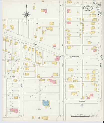 Sanborn Fire Insurance Map from Sidney, Shelby County, Ohio (1898), Sheet #0004 - Complete Map Set gallery image, historic Sanborn map, vintage wall art, Ohio Ohio