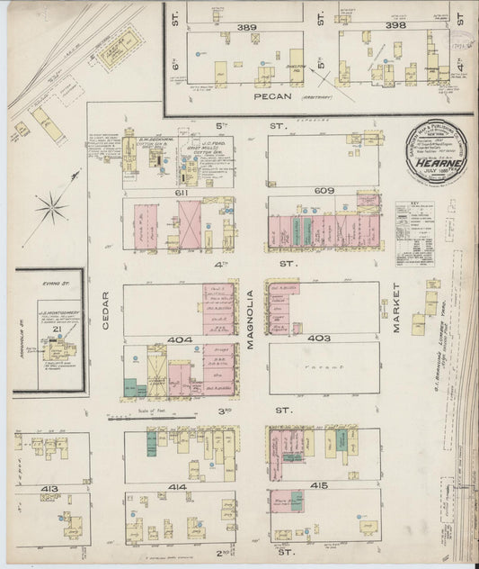 Sanborn Fire Insurance Map from Hearne, Robertson County, Texas (1885), Sheet #0001 - Historic Sanborn Fire Insurance Map Print, vintage old map wall art, antique decor, genealogy gift, Texas Texas map