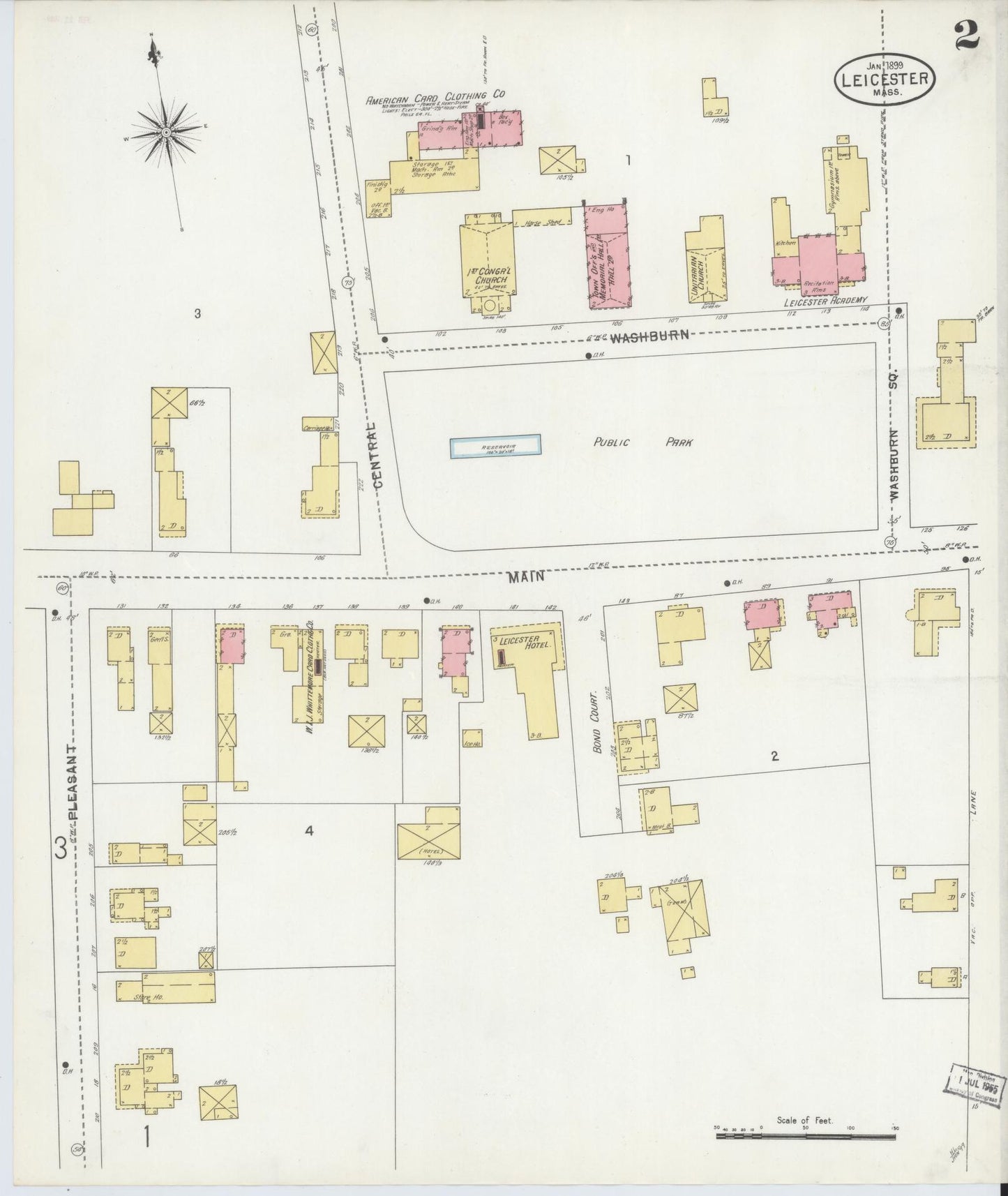 Sanborn Fire Insurance Map from Leicester, Worcester County, Massachusetts (1889), Sheet #0002 - Historic Sanborn Fire Insurance Map Print, vintage old map wall art, antique decor, genealogy gift, Massachusetts Massachusetts map