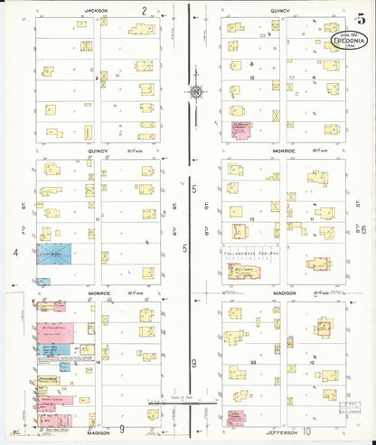 Sanborn Fire Insurance Map from Fredonia, Wilson County, Kansas (1912), Sheet #0005 - Complete Map Set gallery image, historic Sanborn map, vintage wall art, Kansas Kansas